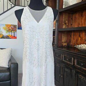 Adriana Papell White Embellished Mini Sheath Dress - Size 6